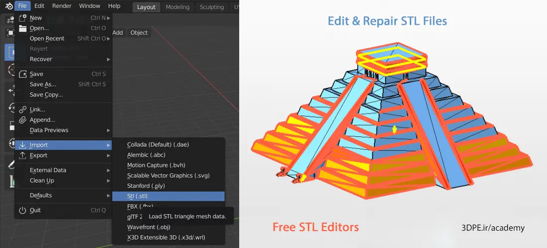 آموزش تعمیر، ویرایش و تست فایل stl پرینت3بعدی